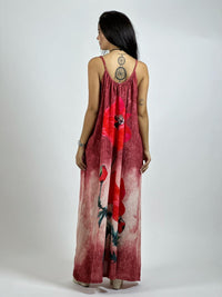 Vestido Mezclilla Delgada Con Flores Cayena