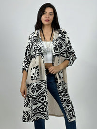 Tapado Lino Tejido con Estampado Hojas