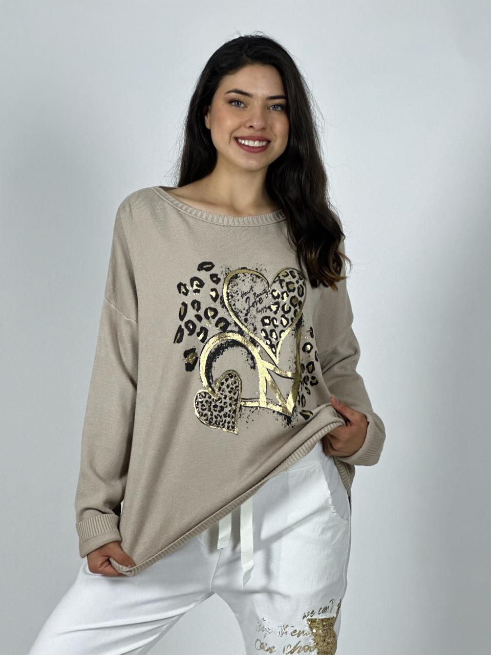 Polerón Italiano Triple Corazón Print