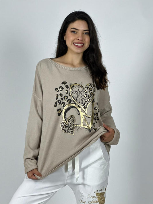 Polerón Italiano Triple Corazón Print