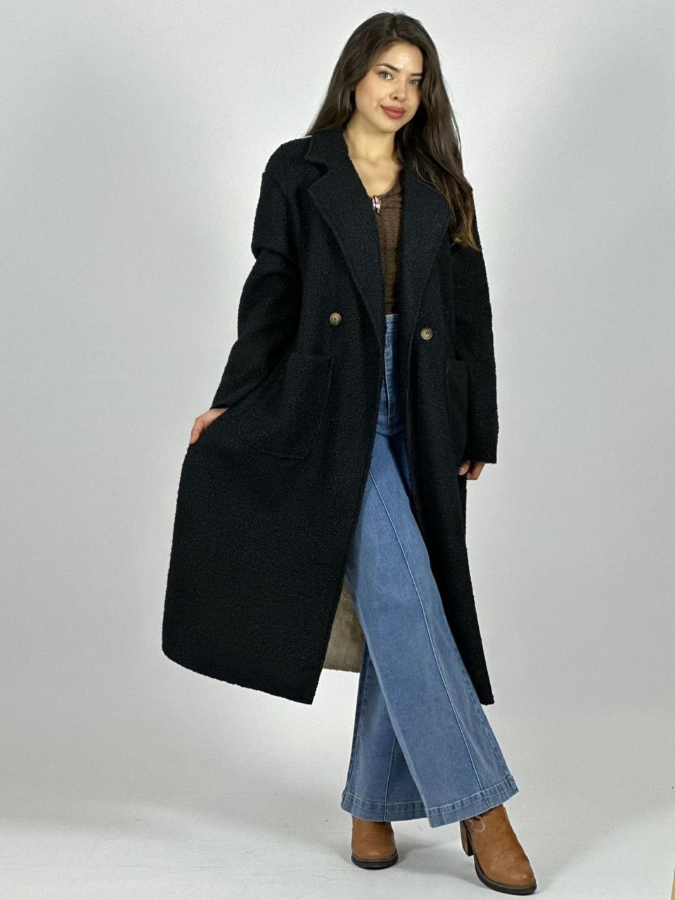 Abrigo Lana Italiano Largo Dorso Mickey Print