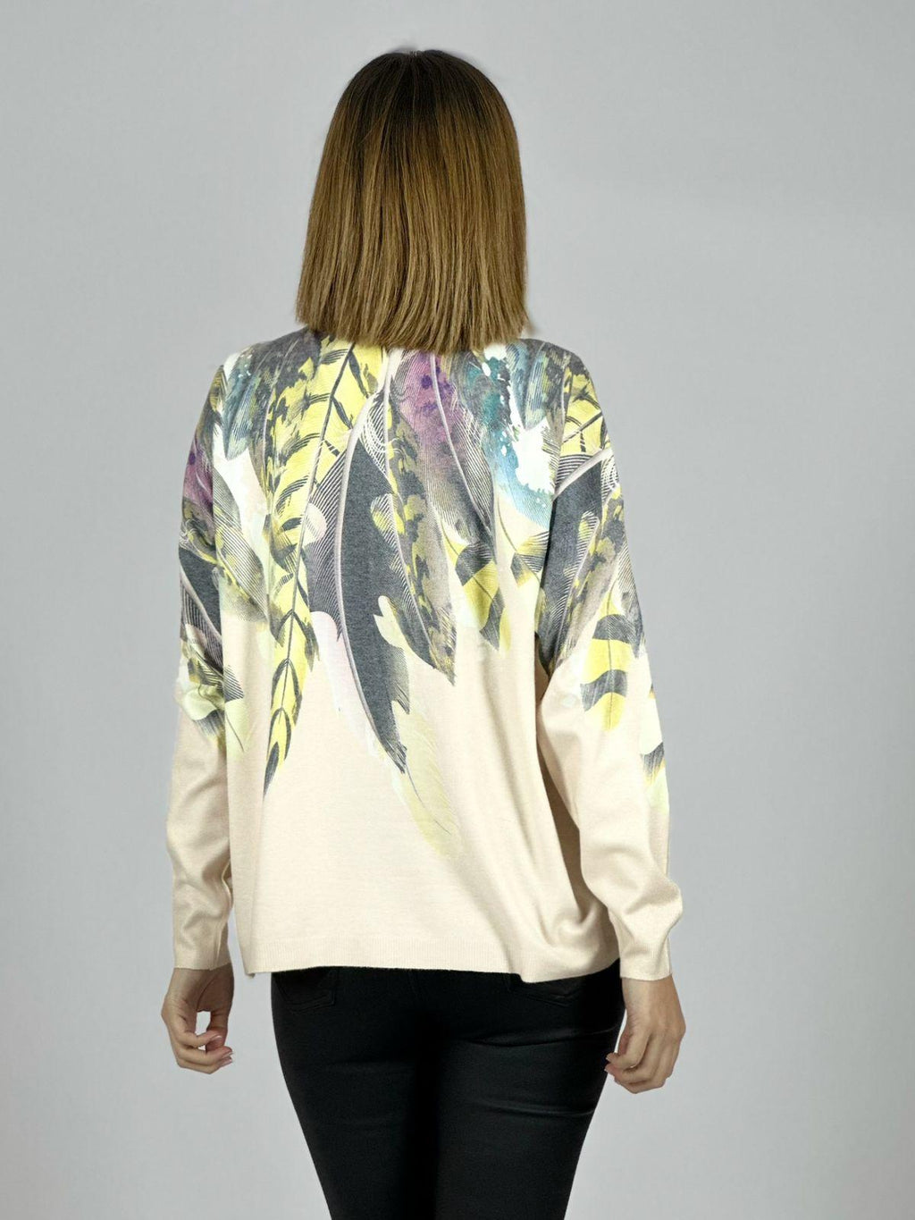 Sweater Hilo Estampado Diseño Plumas