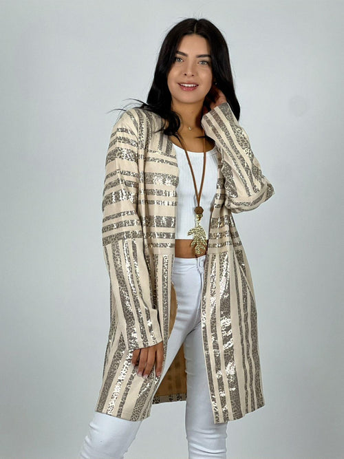 Chaqueta Gamuza Líneas Brillantes