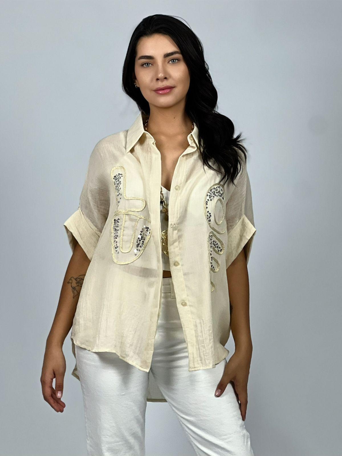 Blusa Bordado Love con Lentejuelas