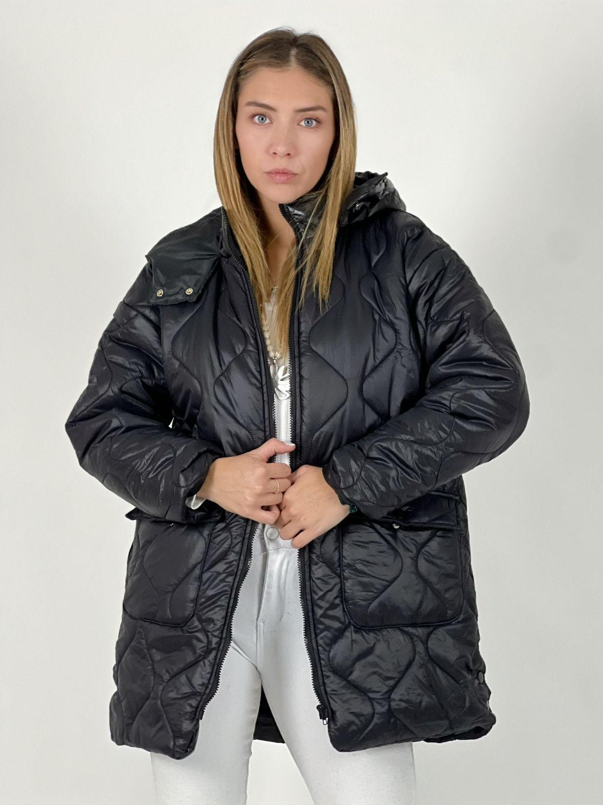 Parka con Capucha Cuello Metalizado