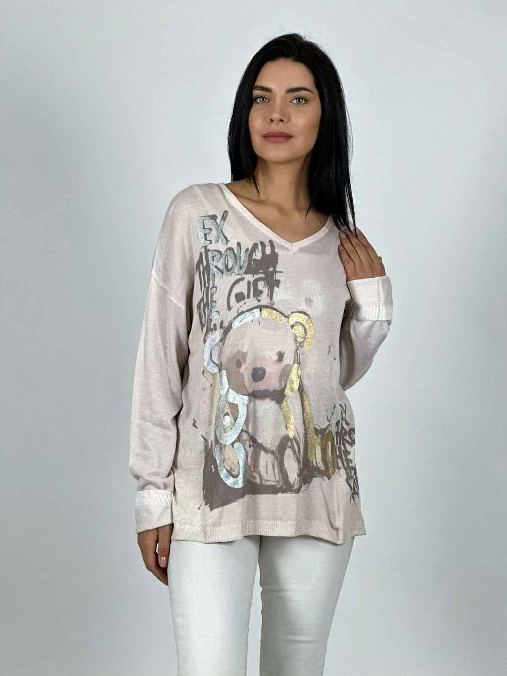 Sweater Hilo Diseño Oso Con Brillo