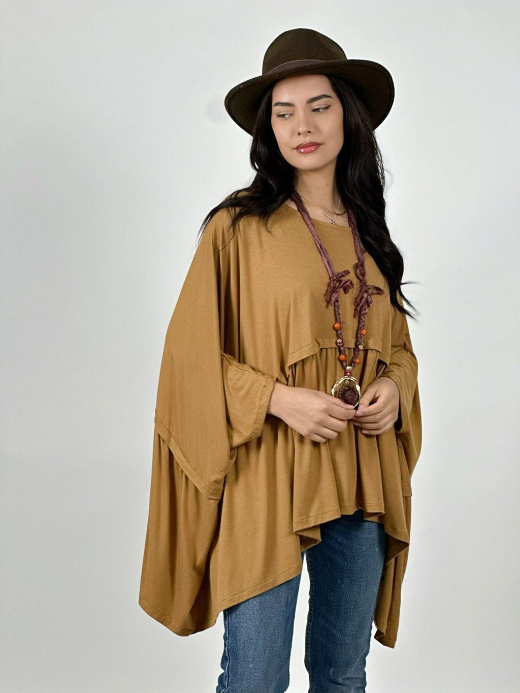 Polera Boho Holgada Costura Horizontal