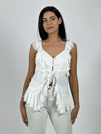 Polera Boho Abotonada con Vuelos