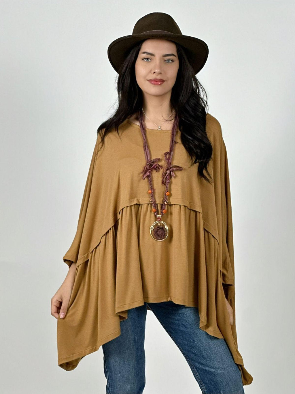 Polera Boho Holgada Costura Horizontal