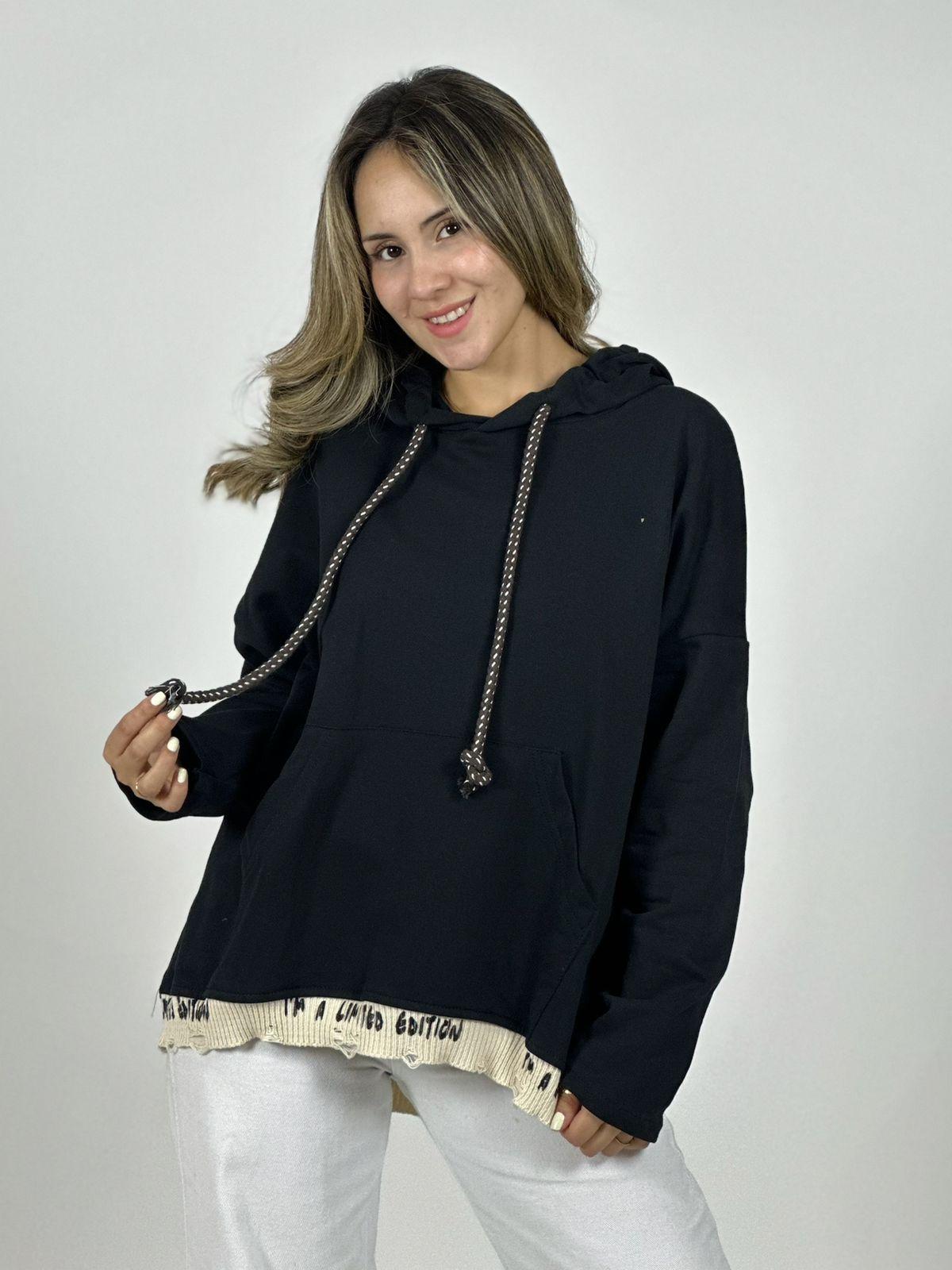 Polerón Italiano Algodón Afranelado Borde Letras