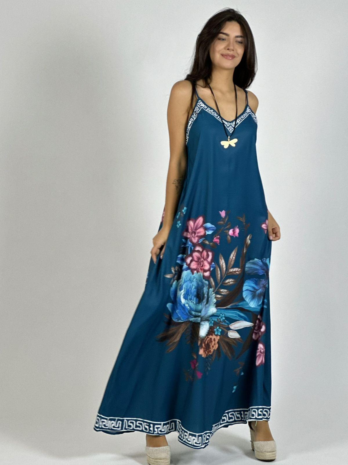 Vestido Satín Con Flores