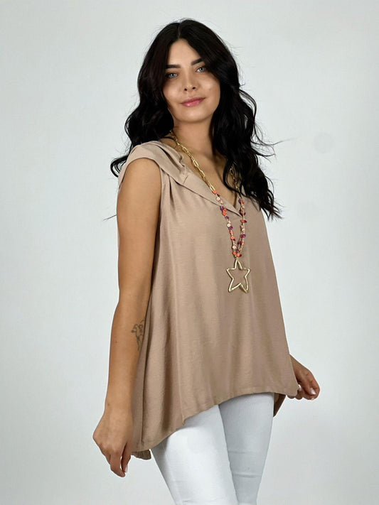 Blusa Viscosa con Capucha