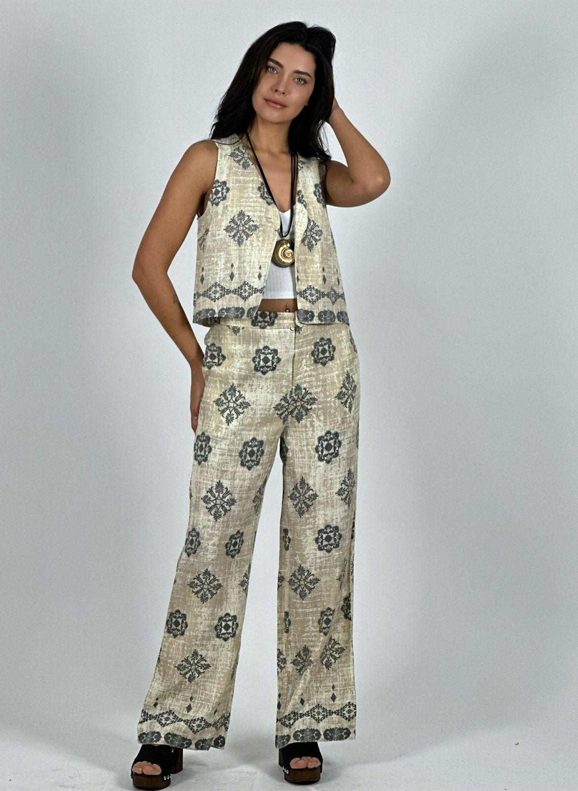 Pantalón y Gillette Viscosa Estampado Boho