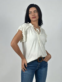 Polera Algodón Cuello V con Faroleos