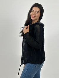 Bomber Italiana Tejida Bordes con Brillos