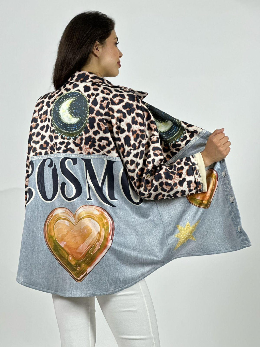 Chaqueta Gamuza Floral Luna Estrella y Corazones