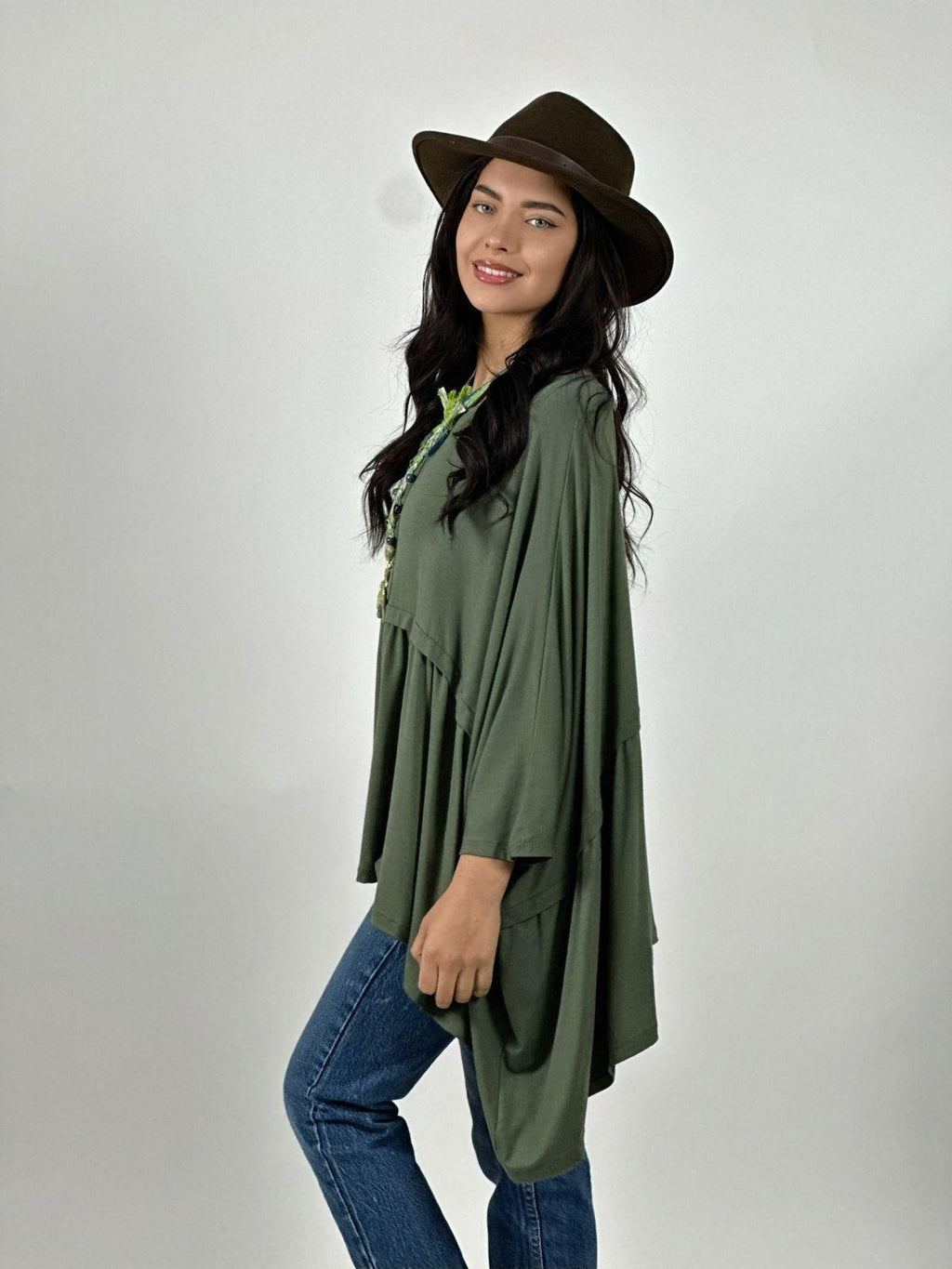 Polera Boho Holgada Costura Horizontal