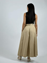 Falda Larga Con Cinturón y Cierre Abertura