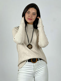 Sweater de lana mangas dobles y botones