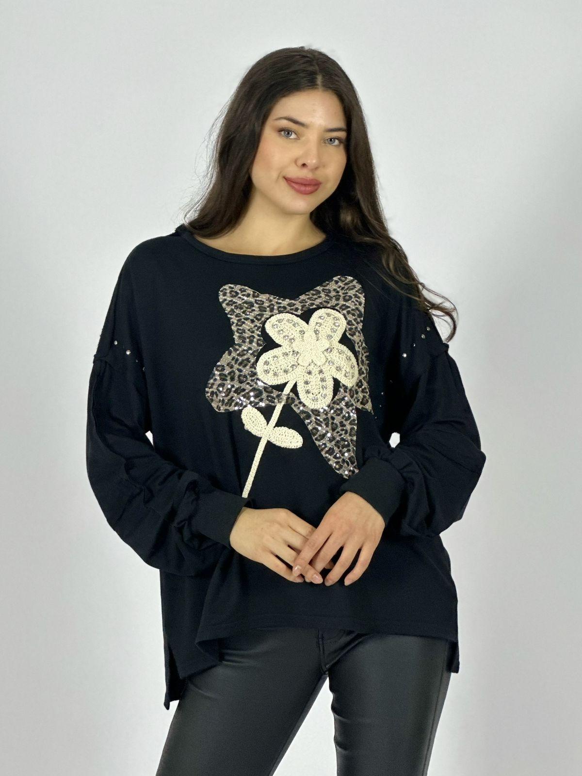 Polera Algodón Estrella Print Flor Tejida