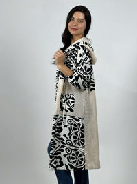 Tapado Lino Tejido con Estampado Hojas