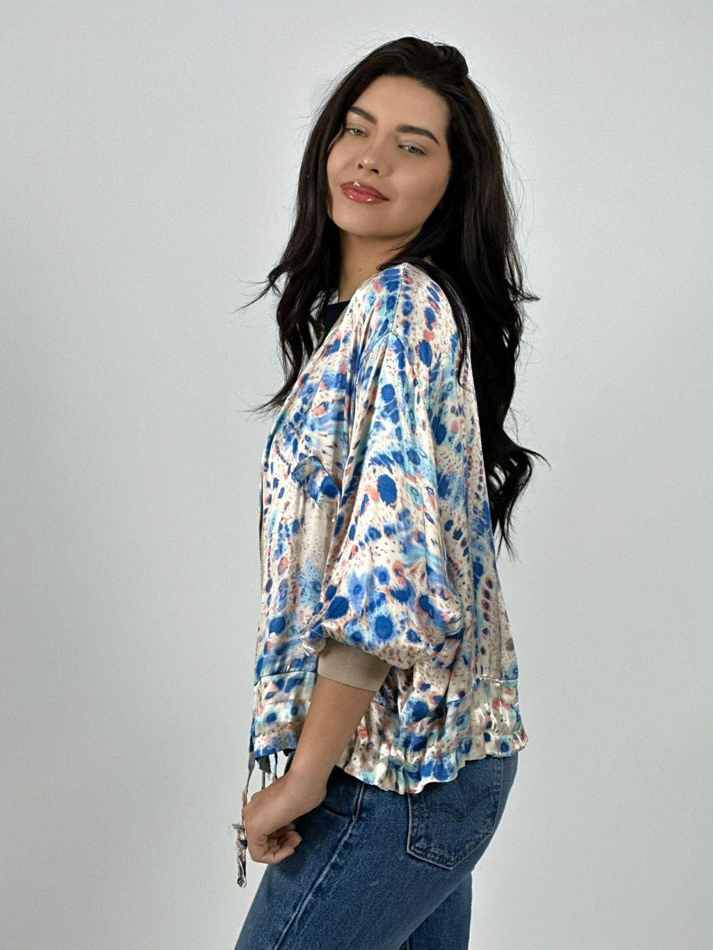 Bomber italiana Lino Manchas Difuminadas