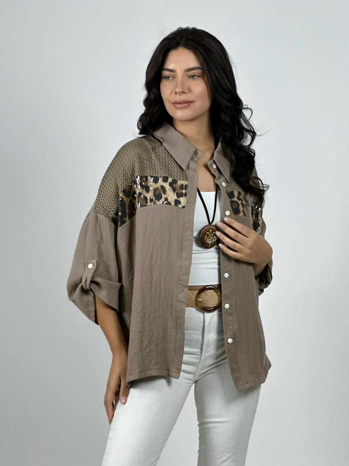 Blusa Lino Franja Print