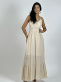 Vestido Crepé Torso Encaje