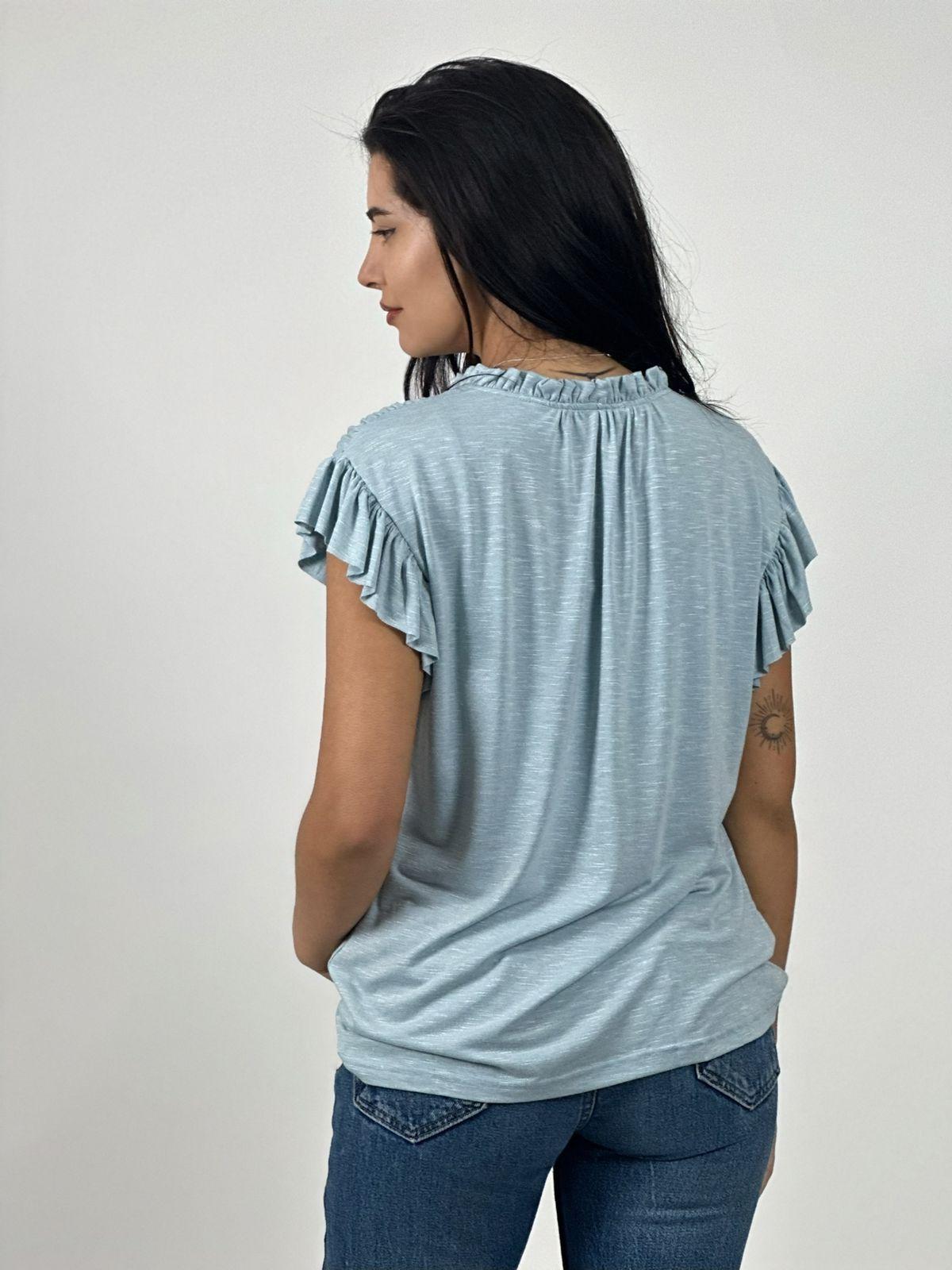 Polera Algodón Cuello V con Faroleos