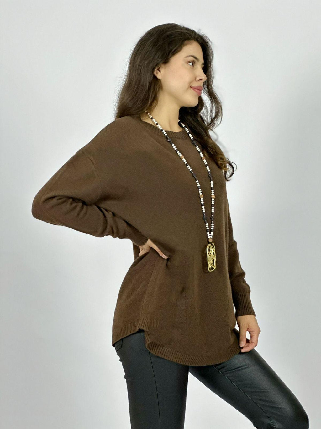 Sweater Spandex Bolsillos Holgado con Botones