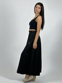 Falda Larga Con Cinturón y Cierre Abertura